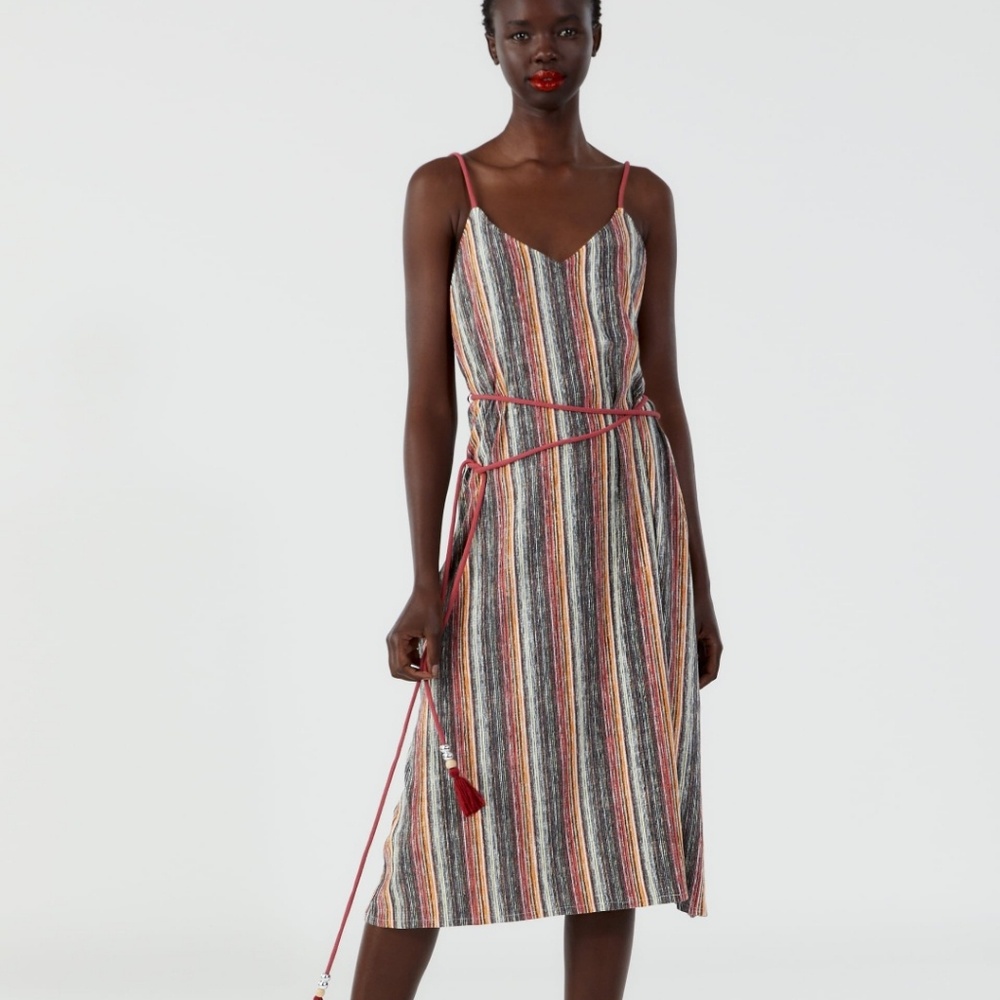 Zara striped midi dress